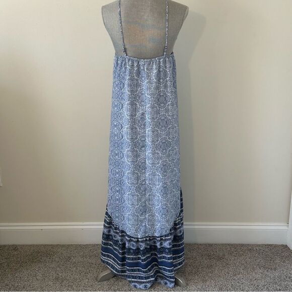 Knox Rose Blue Tiered Ruffled Dress Sundress SZ S Flowy Feminine Lightweight - Picture 2 of 11